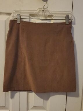 Vintage Brown Suede Mini Skirt - Rustic Tan